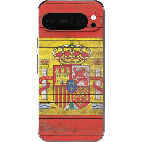 Spain Flag Dark Wood Pixel 9 Pro XL Skin